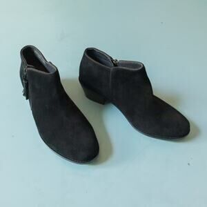 Vionic Serena Black Suede Leather Tassel Ankle Booties Size 7